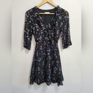 Patrizia Pepe V-Neck Ruffle Butterfly Dress Size 38 / XXS